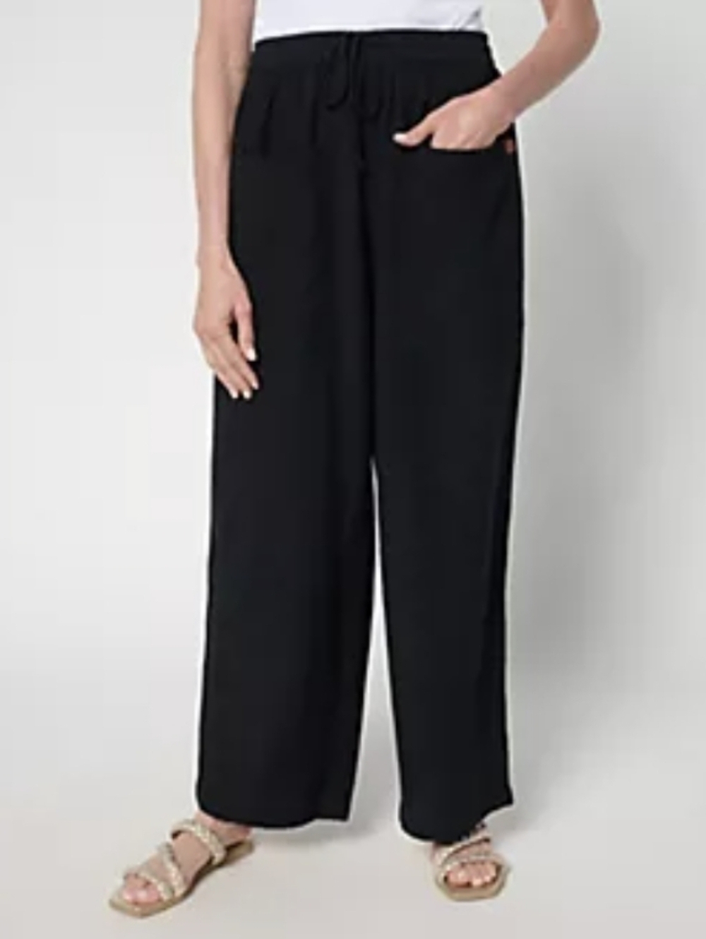 Peace Love World Boheme Black  Wide-Leg Drawstring Pants Size XL